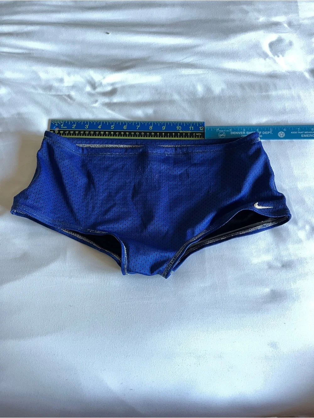 Nike Men's Blue Mesh Performance Swim Brief Trunk Training Suit Drawstring